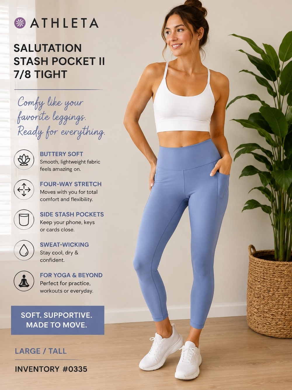 Athleta Salutation Stash Pocket II Tight - Periwinkle Blue